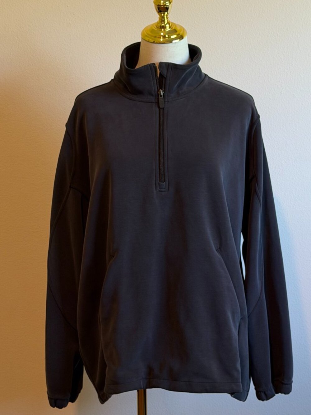 Lululemon Brushed Softstreme Half Zip Pullover Black Size L Large Black - Picture 6 of 12